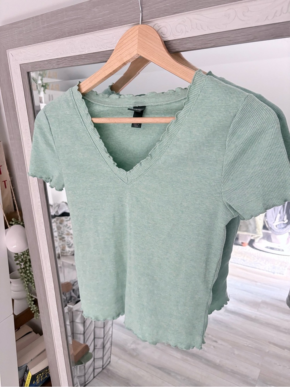 Sage v-neck crop top